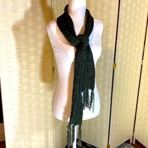 DARK GREEN SKINNY SCARF 3 1/2” x 62” LONG .